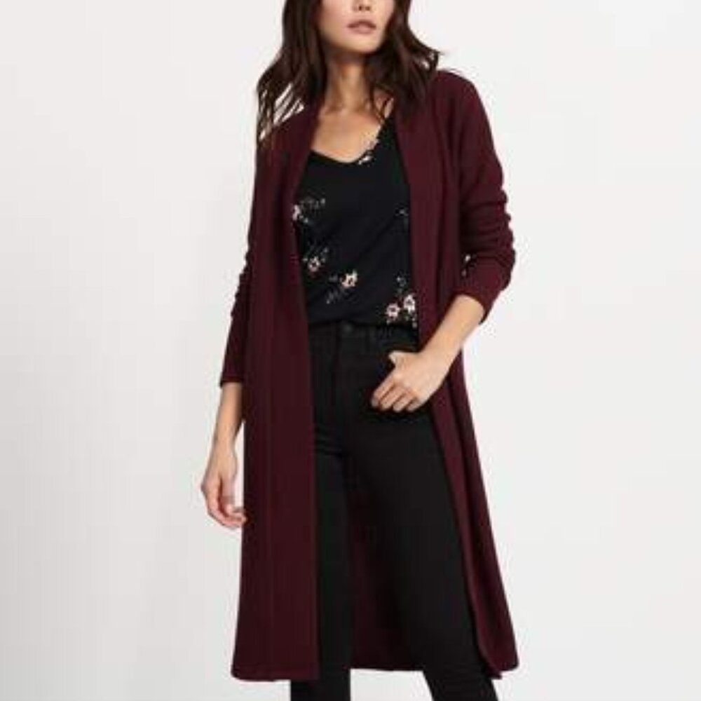 Women's Burgundy Long Cardigan